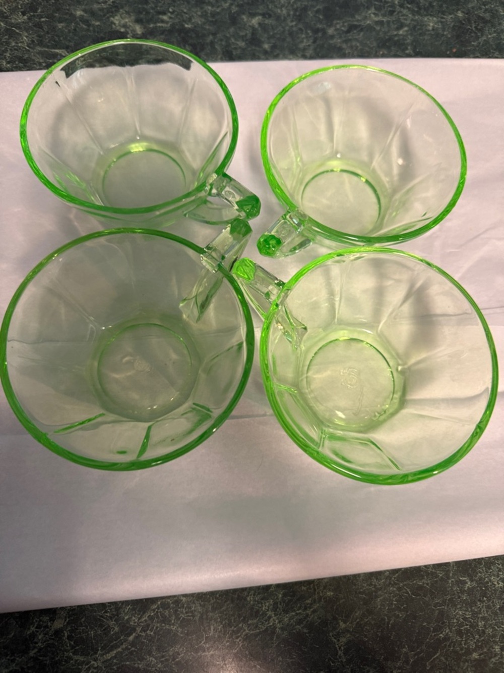 UCS & Co. Uranium Glass Teacup  set of 4